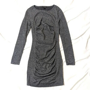 Express Long Sleeve Ruched Bodycon Dress, Color Gray Size  S/P